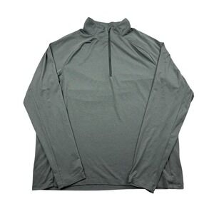 REI Co Op 1/4 Zip Pullover Men XL Gray Thumbholes Lightweight Base Layer Stretch